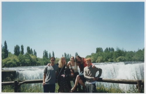 Me and some friends at Chile's "mini Niagra Falls," Salto del Laja 